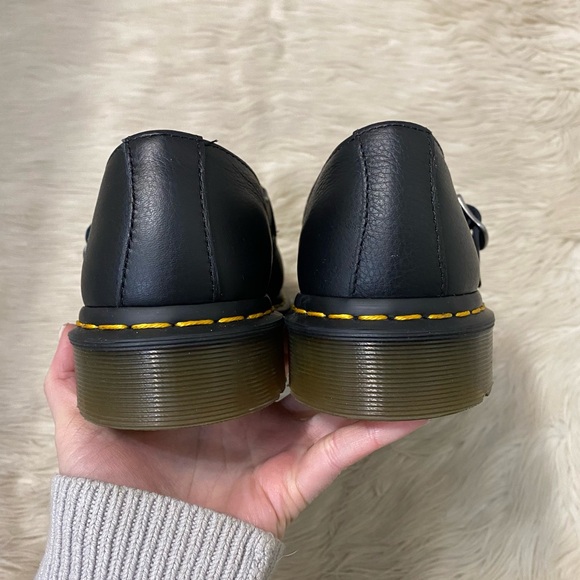 Dr. Martens Elphie Black Virginia Leather Mary Jane Shoes Chunky Ballet Flat 10 - Picture 7 of 12